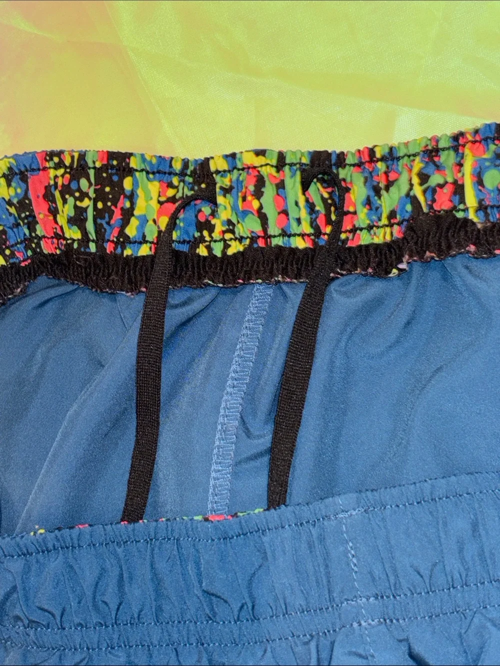 Nike Blue Athletic Running Shorts with Multicolor Trim L